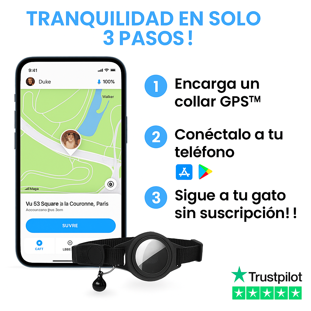 Collar GPS Inteligente para Gatos – Seguridad y tranquilidad en todo momento